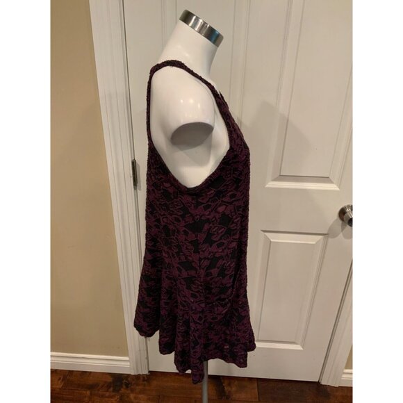 Free People Purple & Black Textured Trapeze Dress W/ Pockets, Size M - Picture 2 of 5